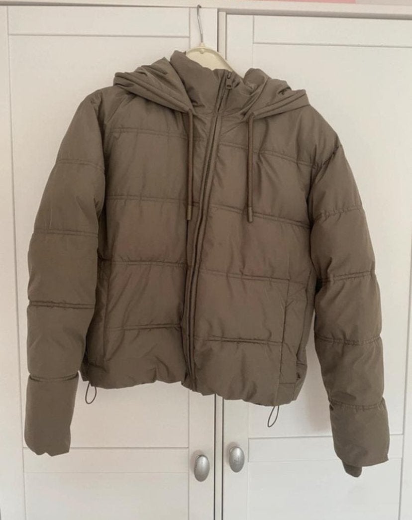 Zara Puffer Jas met capuchon - Maat M, Ophalen of Verzenden, Zo goed als nieuw, Maat 38/40 (M), Bruin