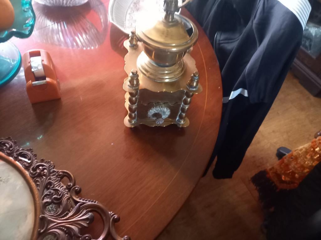 Antieke koperen koffiemolen, Antiek en Kunst, Ophalen of Verzenden