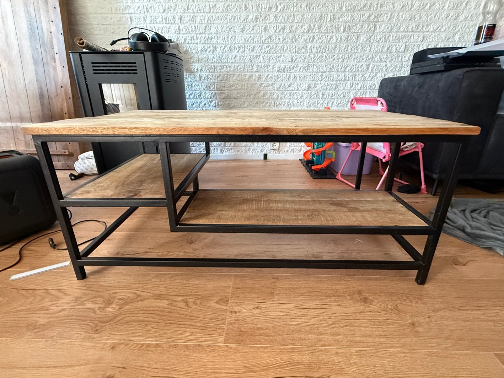 Mangohouten salontafel, Ophalen, Gebruikt, 100 tot 150 cm, Mangohout