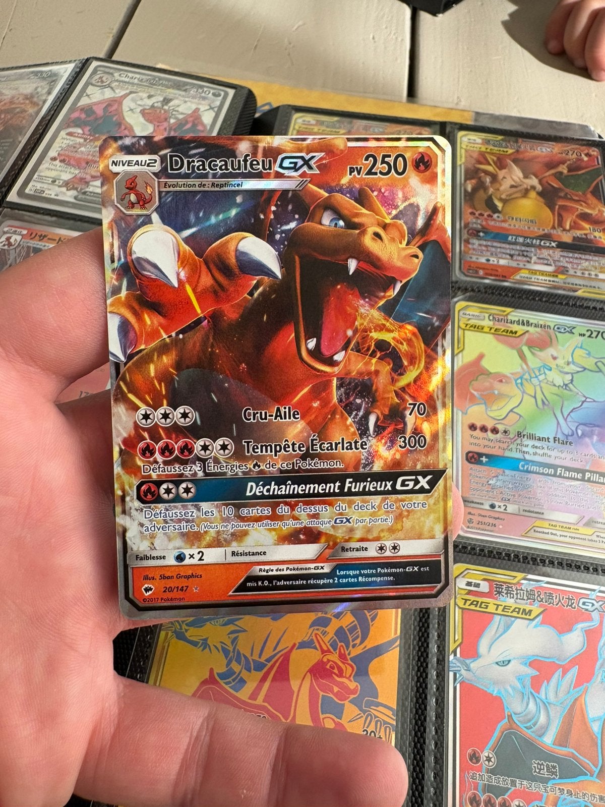 Charizard gx, Ophalen of Verzenden, Zo goed als nieuw, Meerdere kaarten, Foil