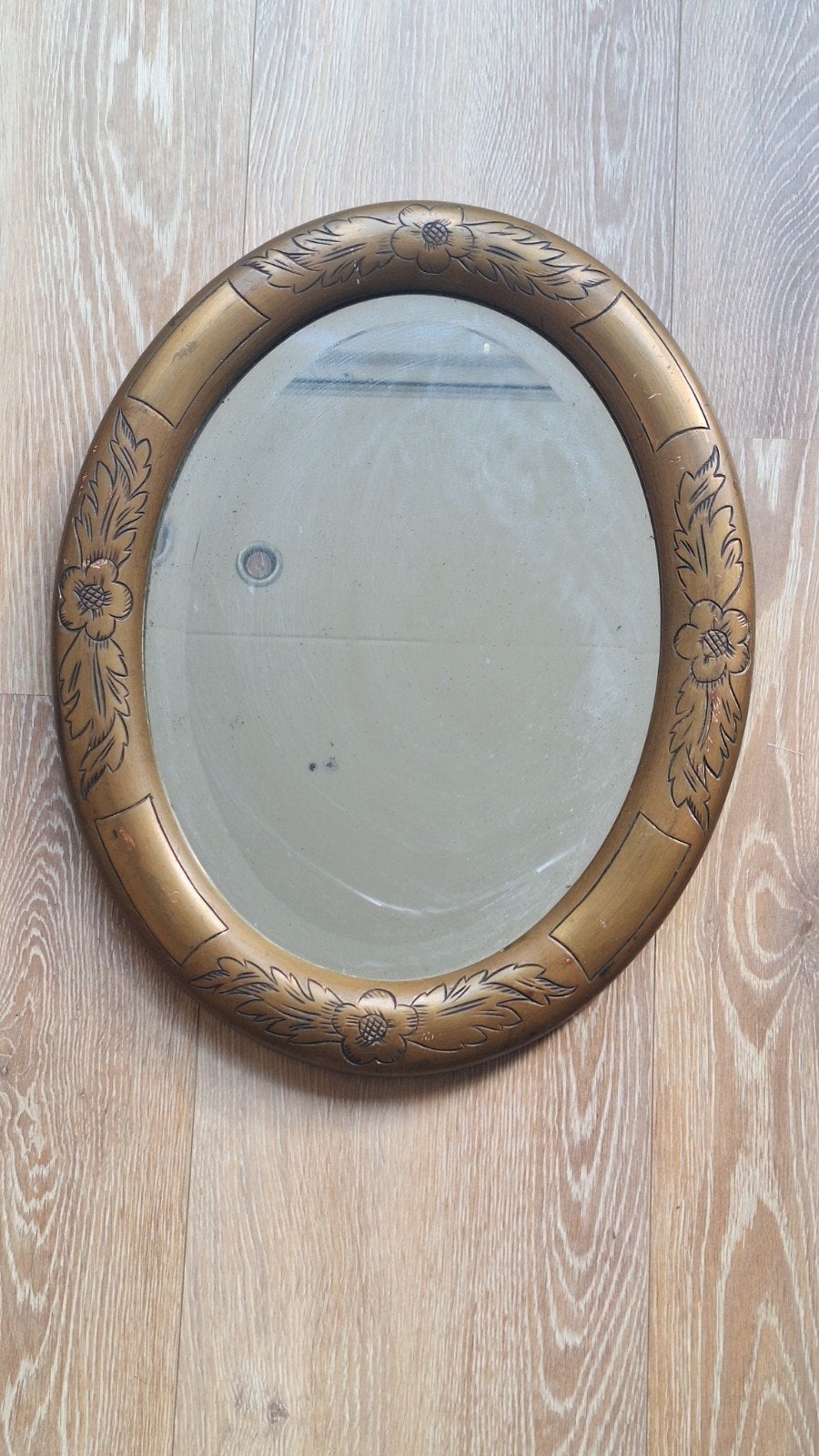 Ovale oude spiegel houten lijst, Ophalen, Ovaal, Minder dan 50 cm