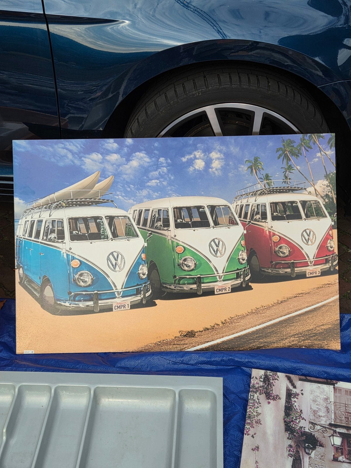houten decopaneel VW busjes, Ophalen, 90 cm, Hout, 60 cm