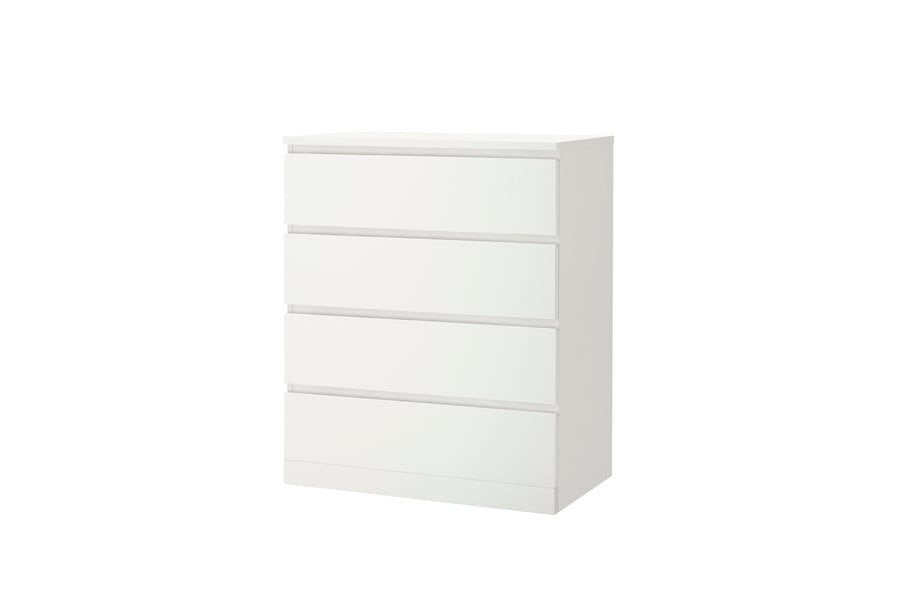 Ikea Malm Ladekast, 4 Lades, Wit met Beige Randen, Ophalen, Gebruikt, 100 tot 150 cm, 50 tot 100 cm