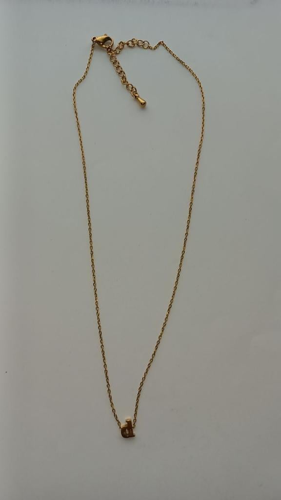 Stalen ketting goldplated met hanger letter, Sieraden, Tassen en Uiterlijk, Kettingen, Met hanger, Ophalen of Verzenden, Zo goed als nieuw