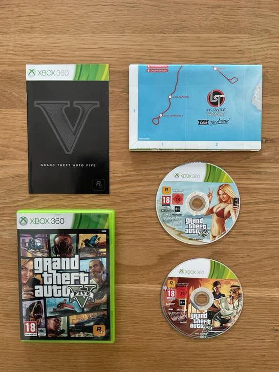 Grand Theft Auto V (GTA 5) Xbox 360 - Compleet met kaart, Avontuur en Actie, Online, Gebruikt, Vanaf 18 jaar