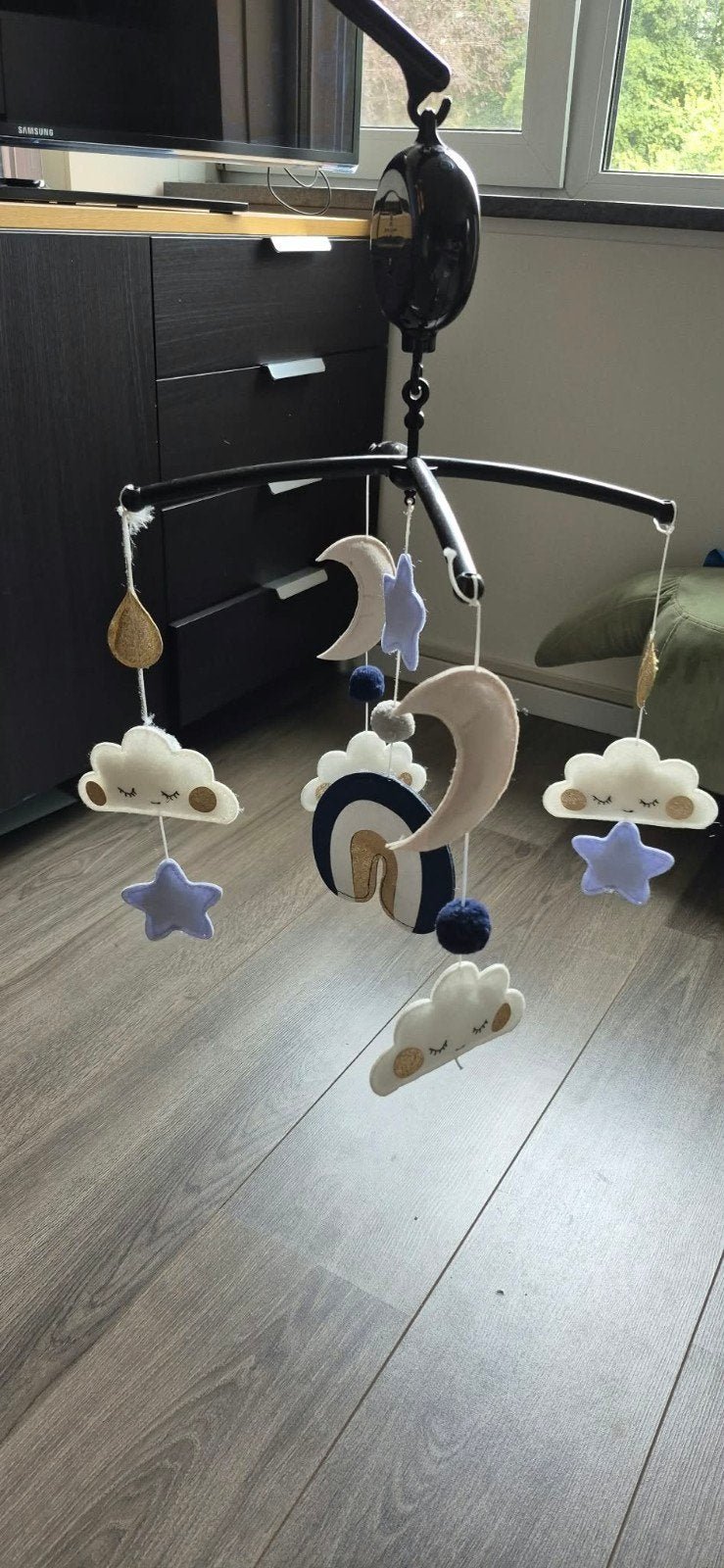 Baby mobiel met wolken en sterren, Ophalen, Gebruikt, Mobiel