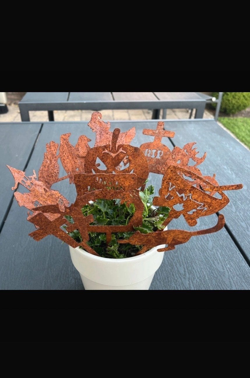 10x Halloween Cortenstaal Bloemenprikkers Plantenprikkers, Ophalen of Verzenden, Nieuw