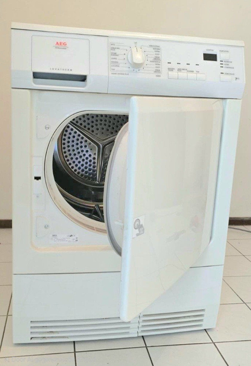 AEG Lavatherm wasdroger 7kg - Silent System Plus, 6 tot 8 kg, Gebruikt, Anti-kreukfase, Ophalen of Verzenden