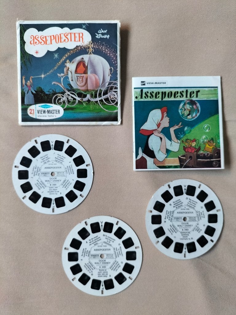 Viewmaster Assepoester - B 318 - met omslag en boekje, Ophalen of Verzenden, Gebruikt