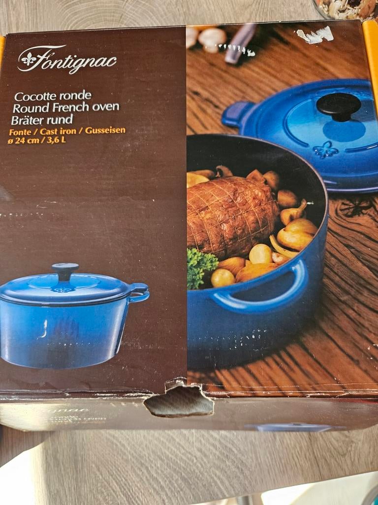Fontignac Cocotte Ronde - Gietijzeren Braadpan Blauw, Ophalen, Nieuw, Metaal, Overige merken
