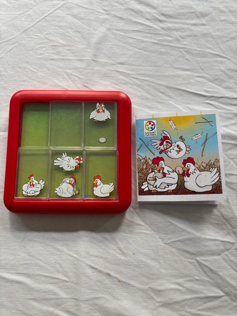 Smart games kippen rennen puzzelspel chicken shuffle spel!, Ophalen of Verzenden, Zo goed als nieuw, Puzzelen