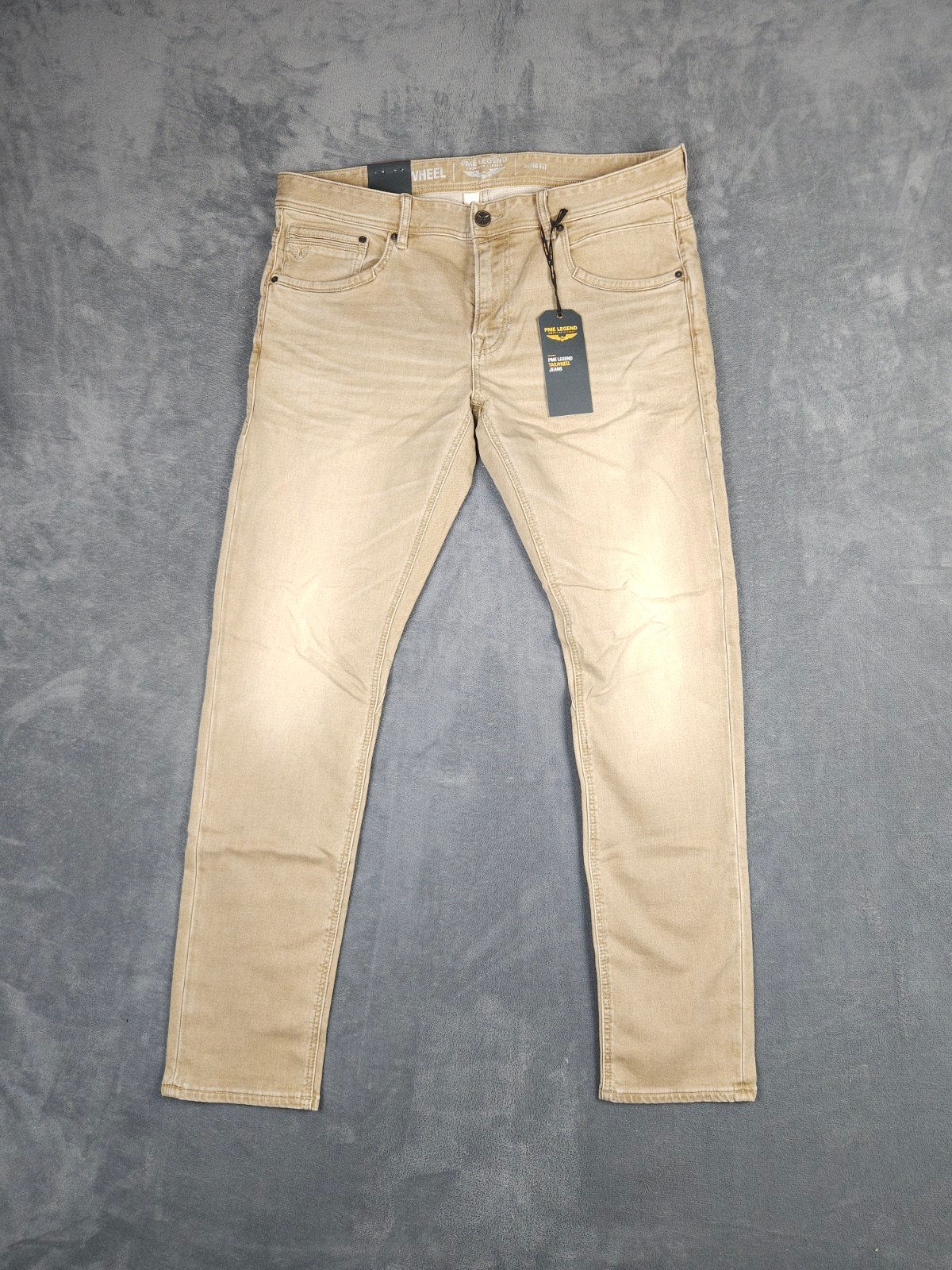 Pme Legend Broek Tailwheel W38 L34 Beige Slim Fit Jeans Pall, W36 - W38 (confectie 52/54), Overige kleuren, ., Nieuw