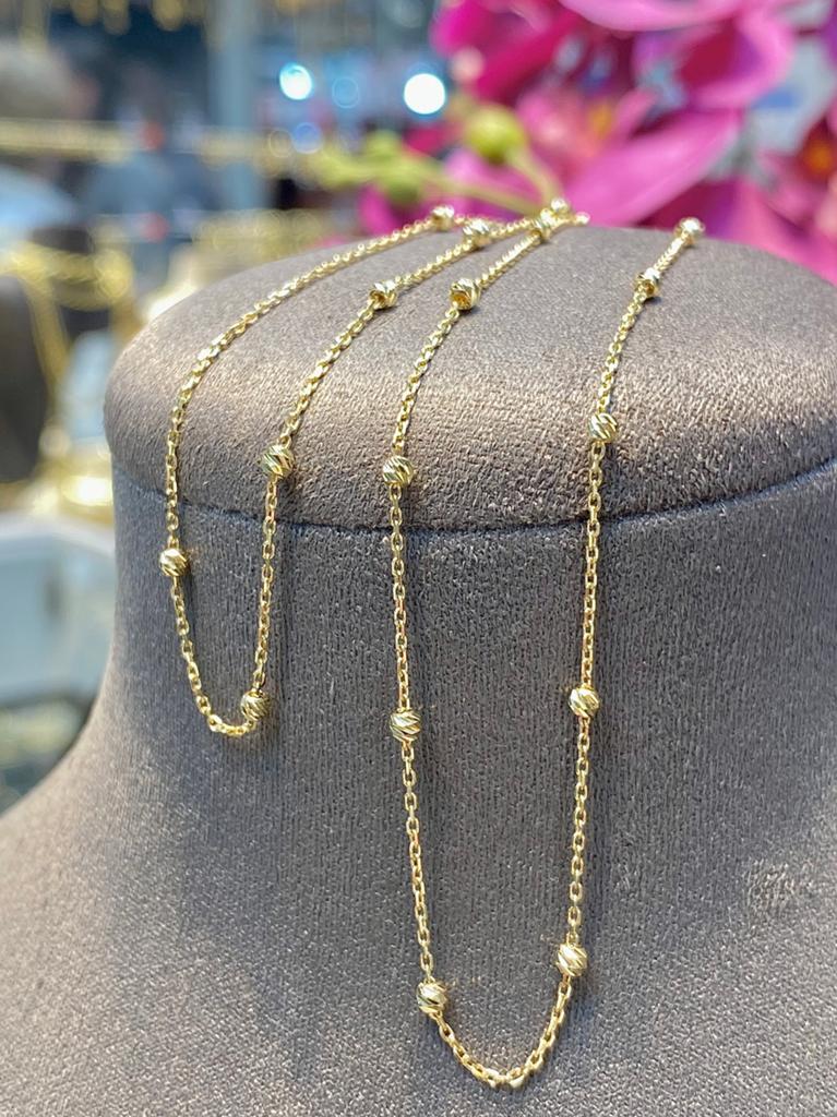 14k Gouden Dames Balletjes Ketting, Verstelbaar, Nieuw, Ophalen of Verzenden, Goud