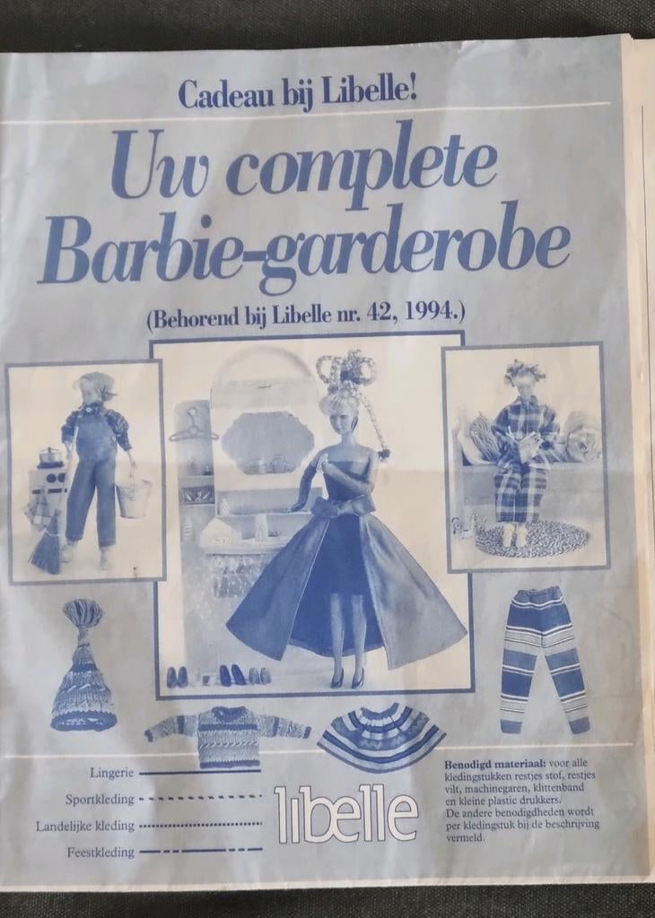 Barbie patronen uit 1994. Libelle, Hobby en Vrije tijd, Kledingpatronen, Verzenden, Vrouw, Overige merken