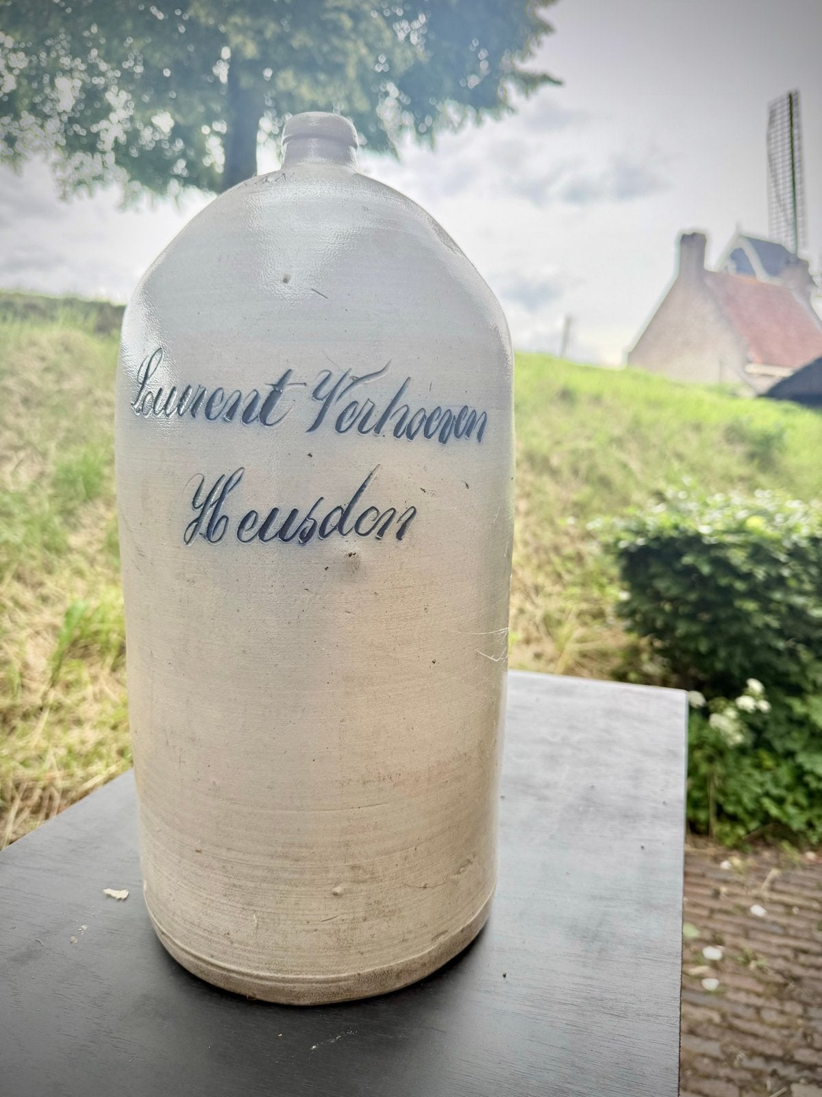 Antieke zoutgeglazuurde kruik Heusden, Antiek en Kunst, Ophalen