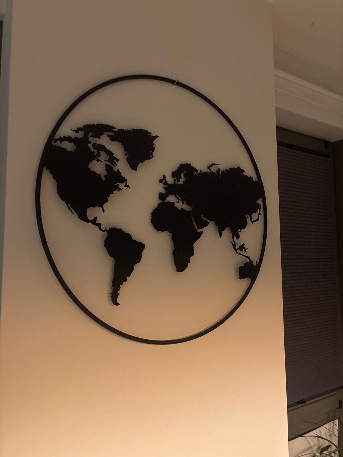Wanddecoratie Wereldkaart Metaal Zwart, Ophalen, Metaal, Wandsculptuur, Zwart