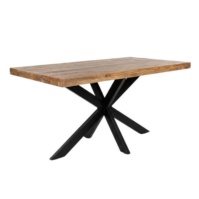 Mango wood dining table with spider leg base 180 cm, Ophalen, 50 tot 100 cm, Zo goed als nieuw, Vijf personen of meer
