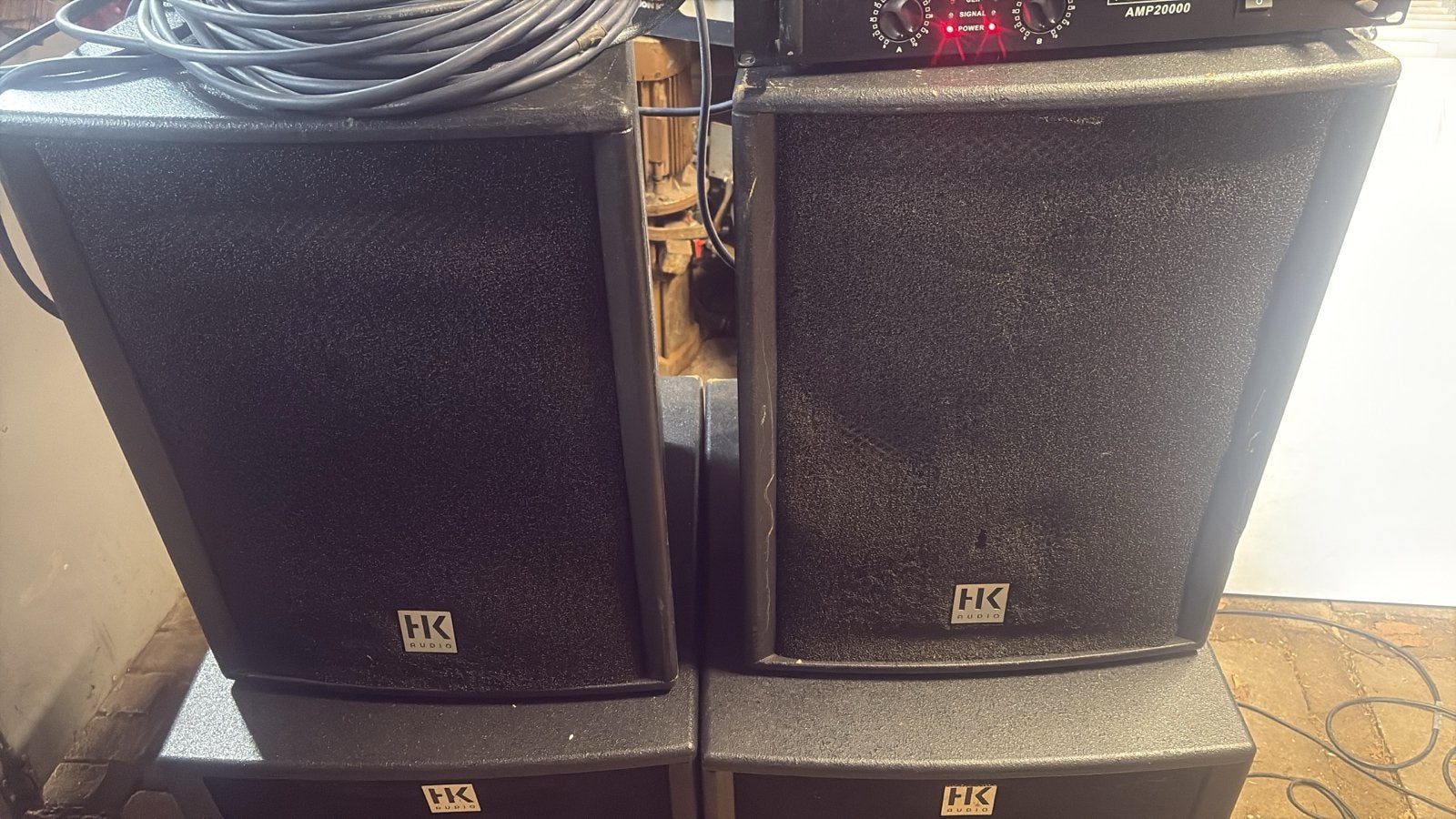 HK Audio speakerset met subwoofers, Overige merken, Gebruikt, Inclusief kabels, Speakerset