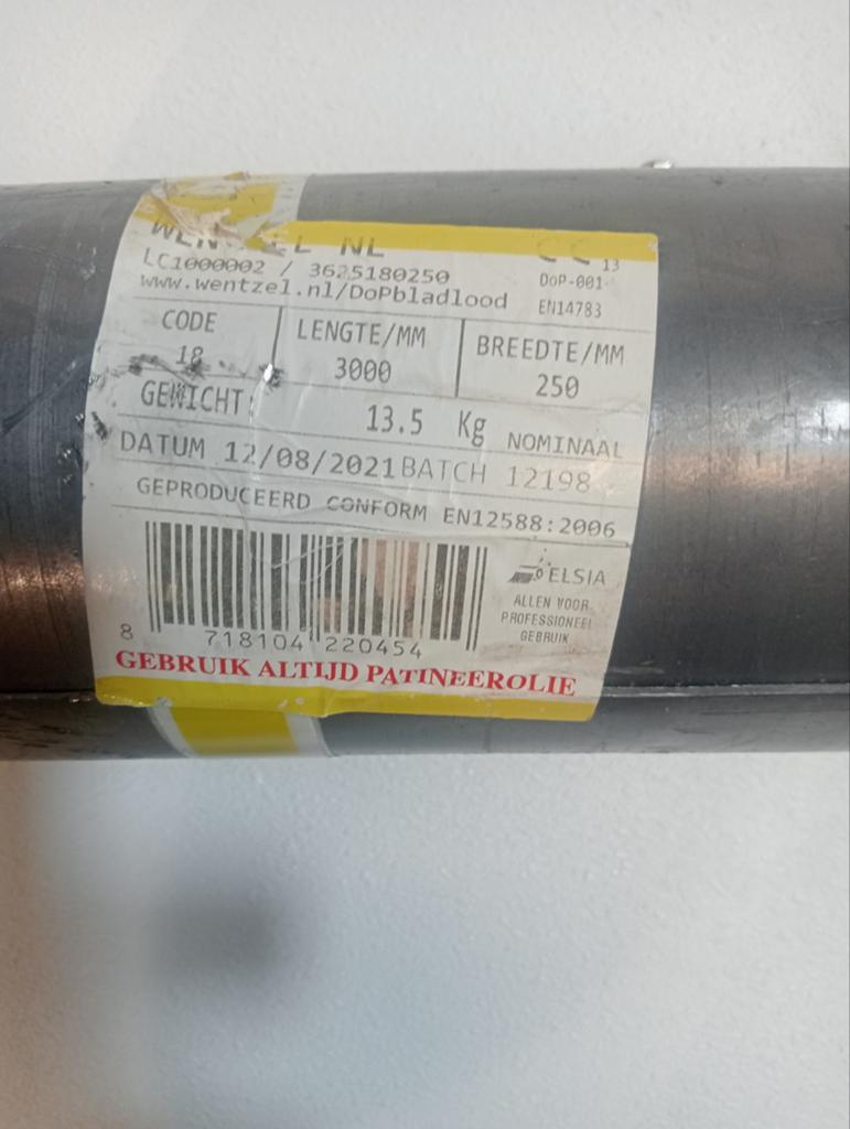 Nieuwe Rol Lood / code 36/25  3000 x 250 mm – 13,5 kg – prof, Ophalen of Verzenden, Nieuw