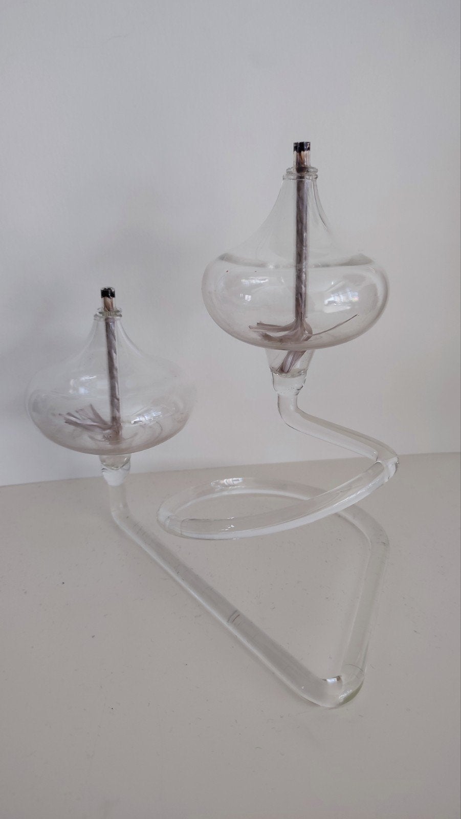 oude glazen olielamp in Franse stijl, Antiek en Kunst, Ophalen of Verzenden