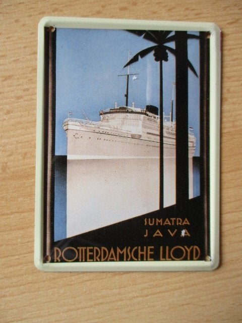 Blikken wandbordje Rotterdamsche LLoud Sumatra Java 11x8cm, Ophalen of Verzenden, Zo goed als nieuw