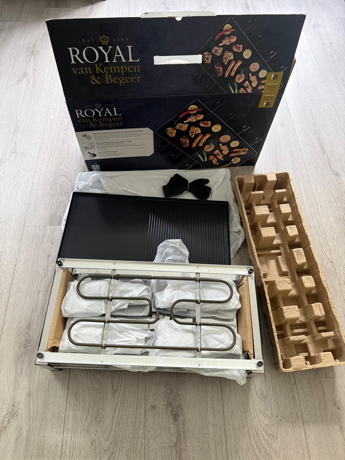Royal van Kempen & Begeer Gourmetstel 8 personen, Overige typen, Nieuw, Ophalen of Verzenden, Zwart