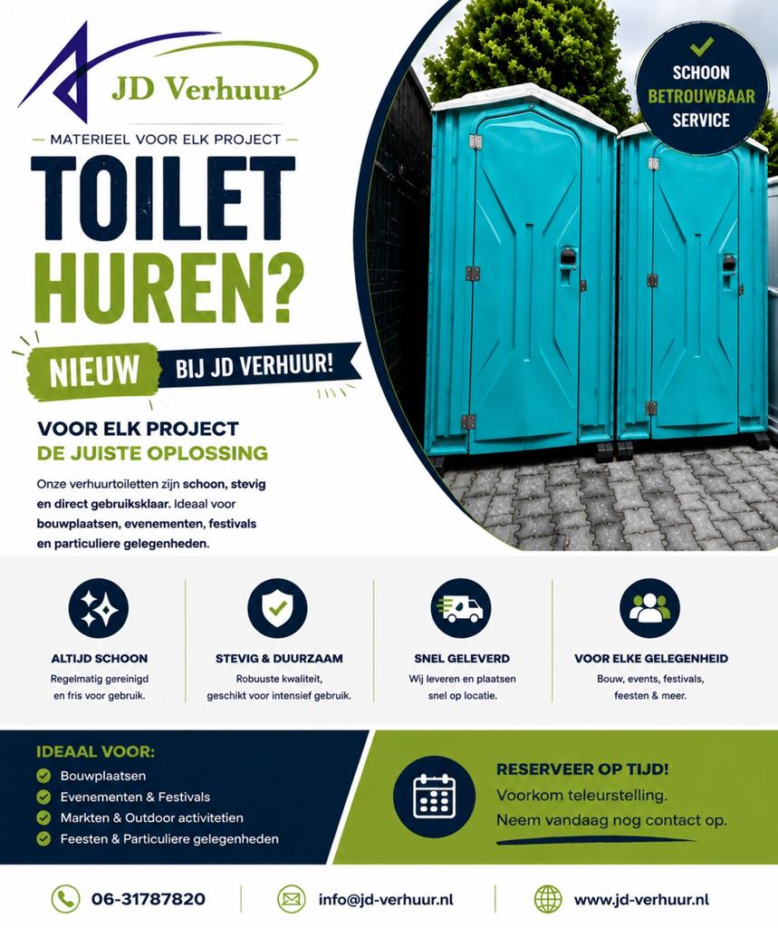 Toiletboxen te huur – Snel geleverd in Noord-Nederland, Ophalen of Verzenden, Overige typen