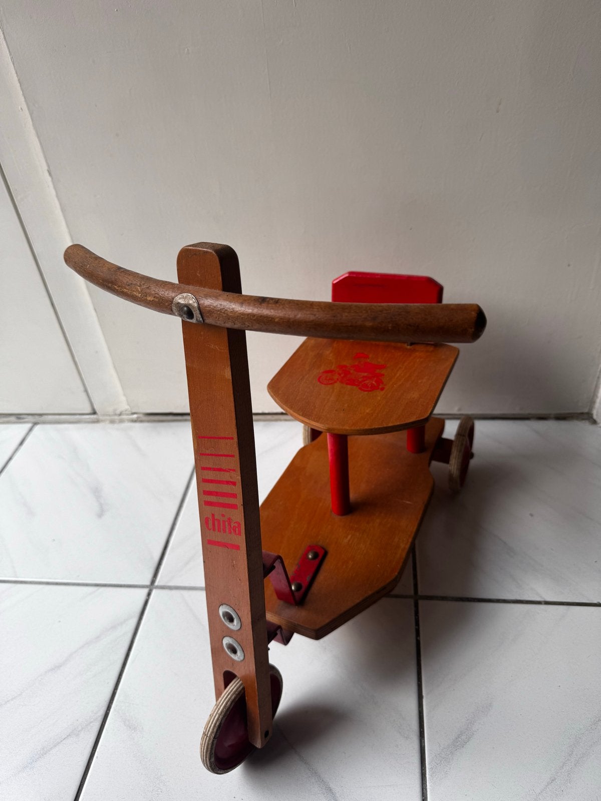 Vintage houten loopfiets/loopvoertuig 'chita', Kinderen en Baby's, Ophalen of Verzenden, Gebruikt, Loopfiets