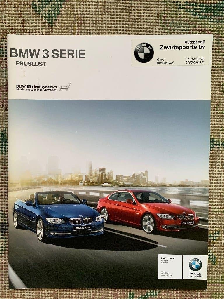 Nederlandse prijslijst BMW 3-serie coupe en cabrio E90 2010, Boeken, Nieuw, Ophalen of Verzenden, BMW, BMW