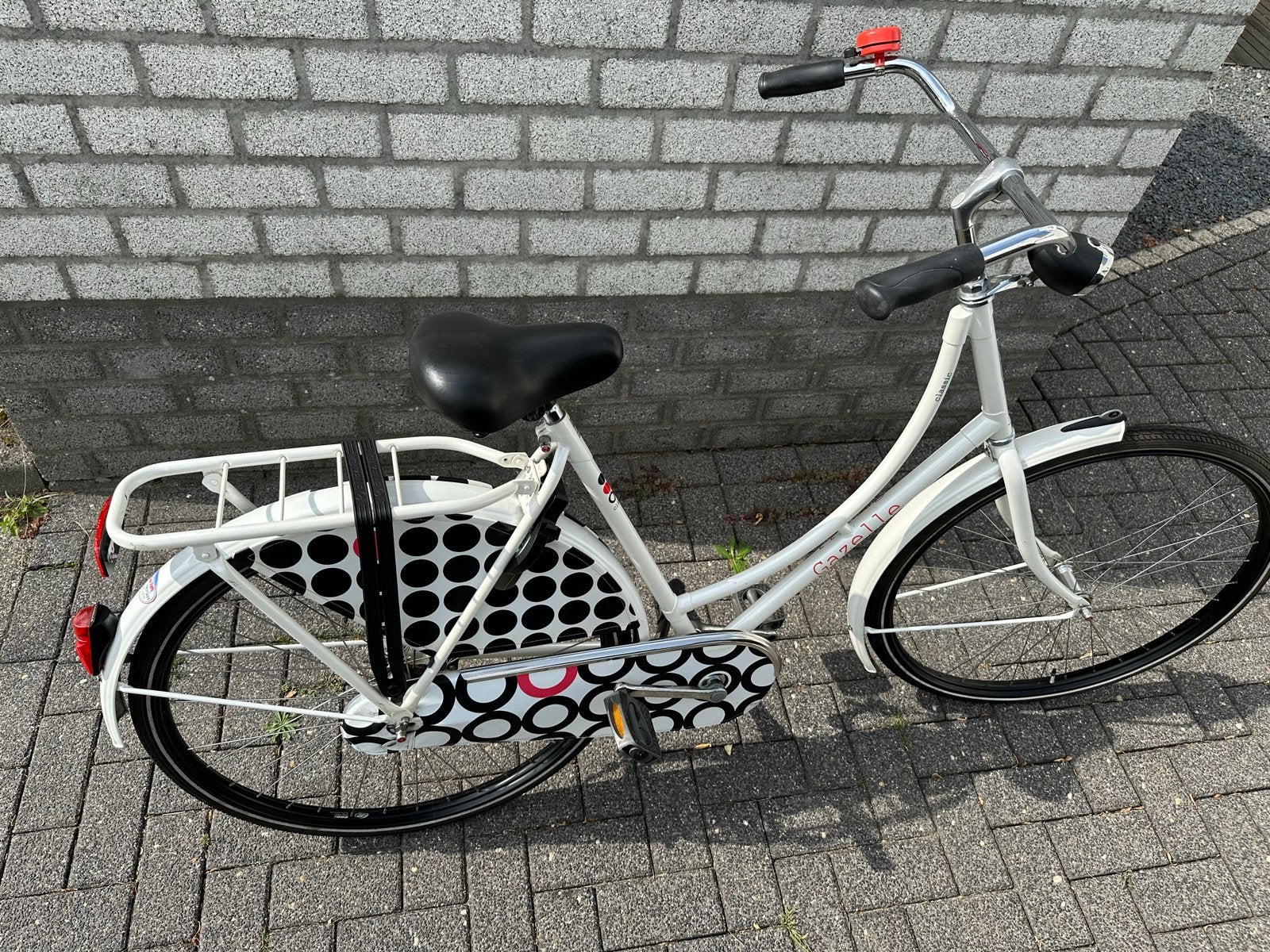 Gazelle damesfiets, wit met vrolijke accenten, Ophalen, Terugtraprem, Gebruikt, 50 tot 53 cm