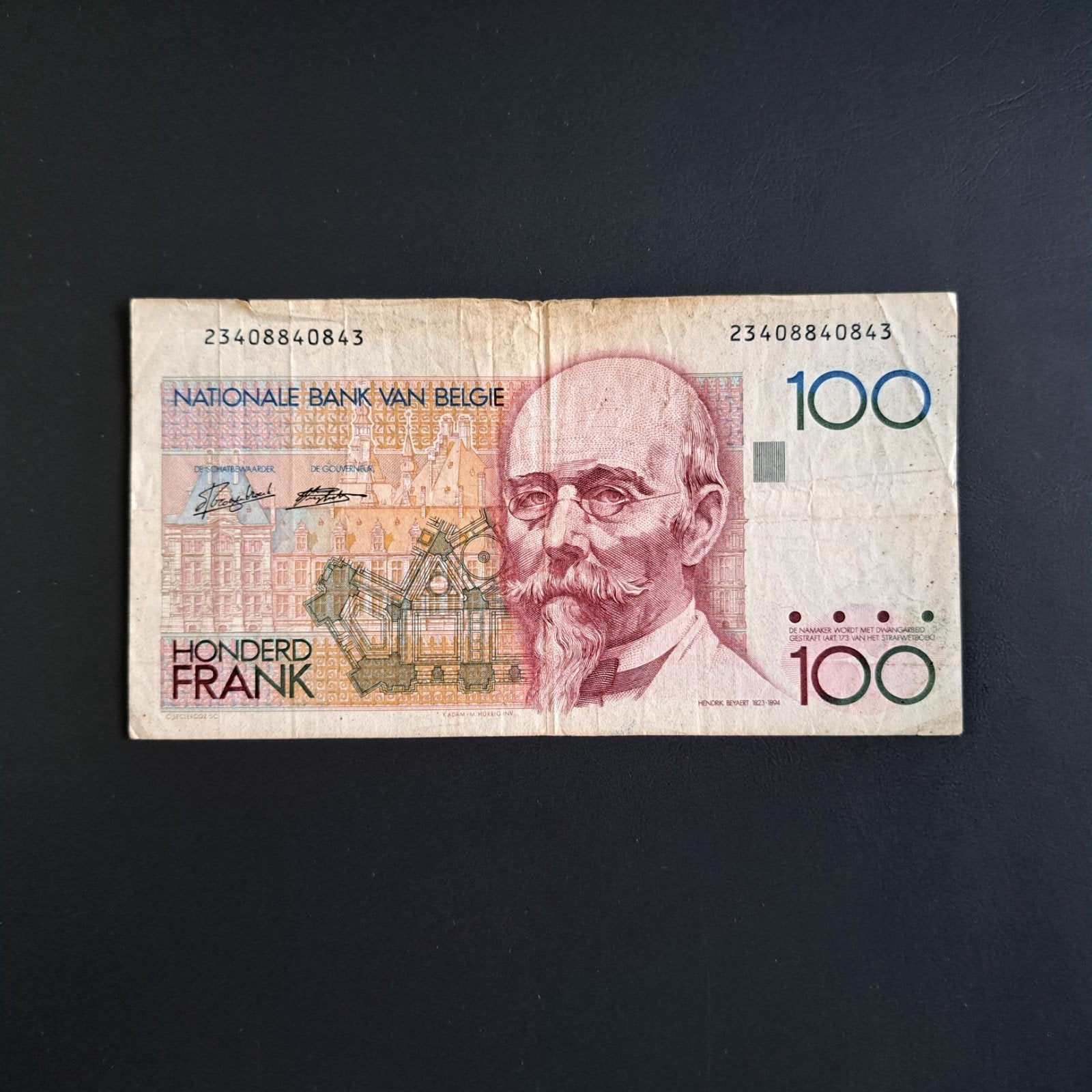 100 franc België #001, Verzenden, België, Los biljet