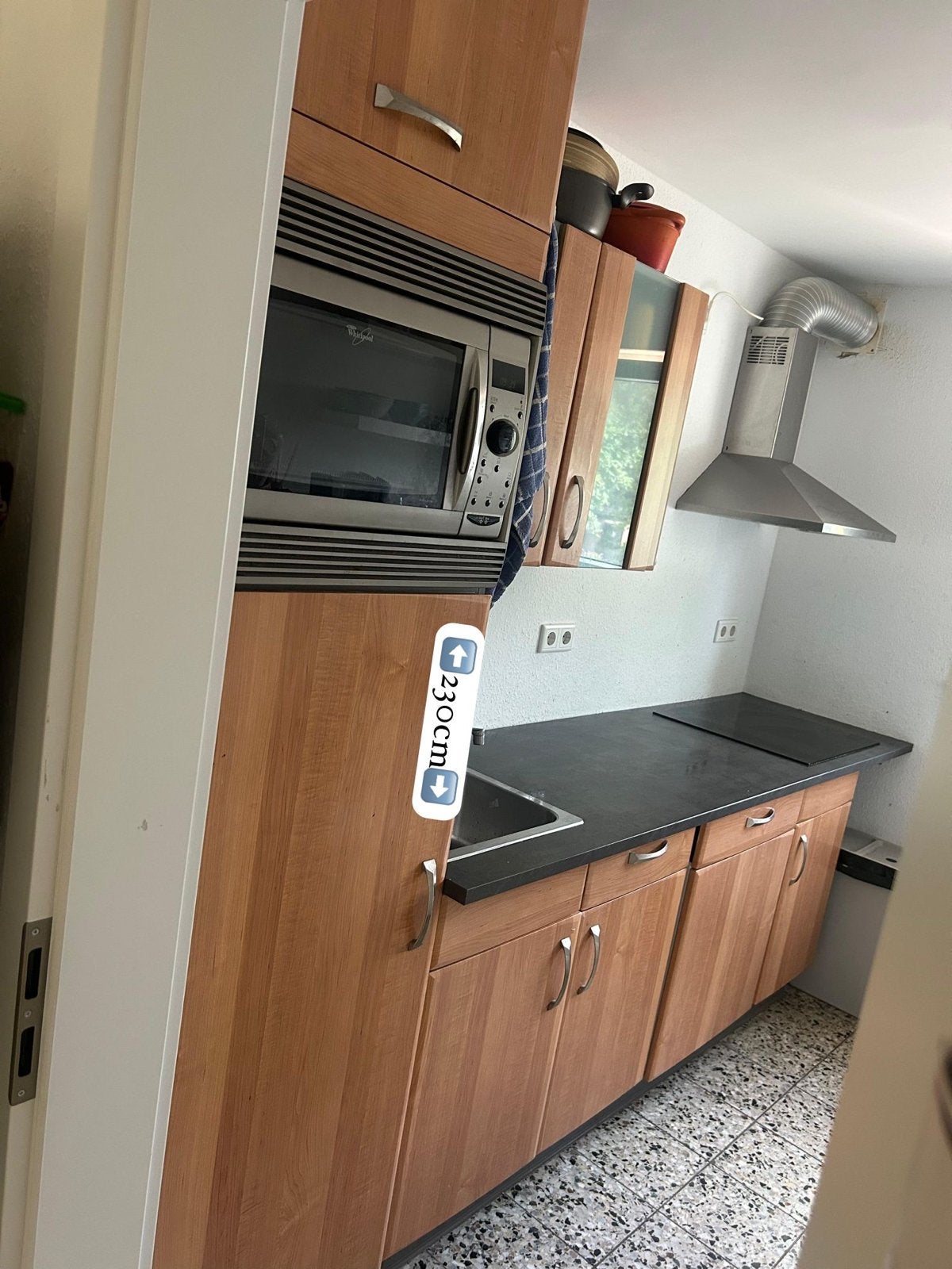 Complete keuken met inbouwapparatuur en afzuigkap, Ophalen, Gebruikt, Bruin, Enkelwandige keuken