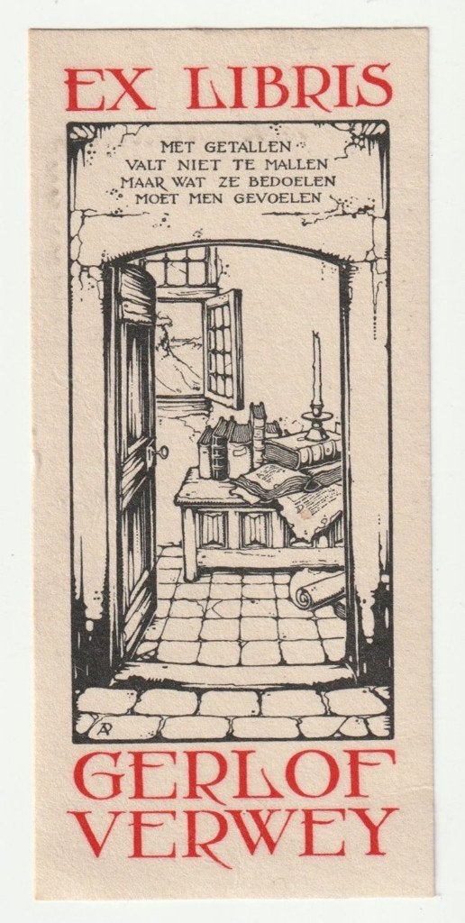 Ex Libris Gerlof Verwey door Anton Pieck 1934, Verzenden, Ex libris, 1900 - 1949