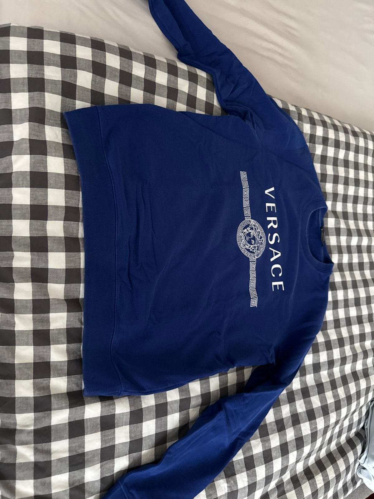 Versace sweater blauw maat M, Ophalen, Zo goed als nieuw, Maat 48/50 (M), Blauw