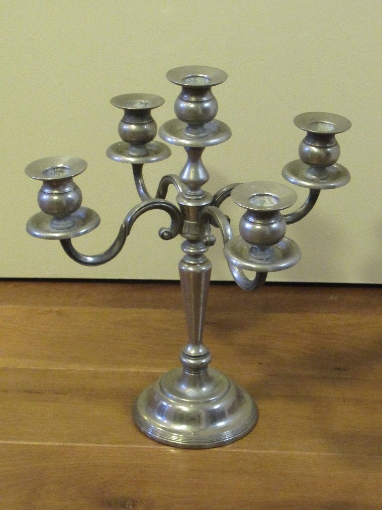 KAARSEN KANDELAAR voor 5 kaarsen oud en gaaf hoog 39 cm € 25, Ophalen of Verzenden