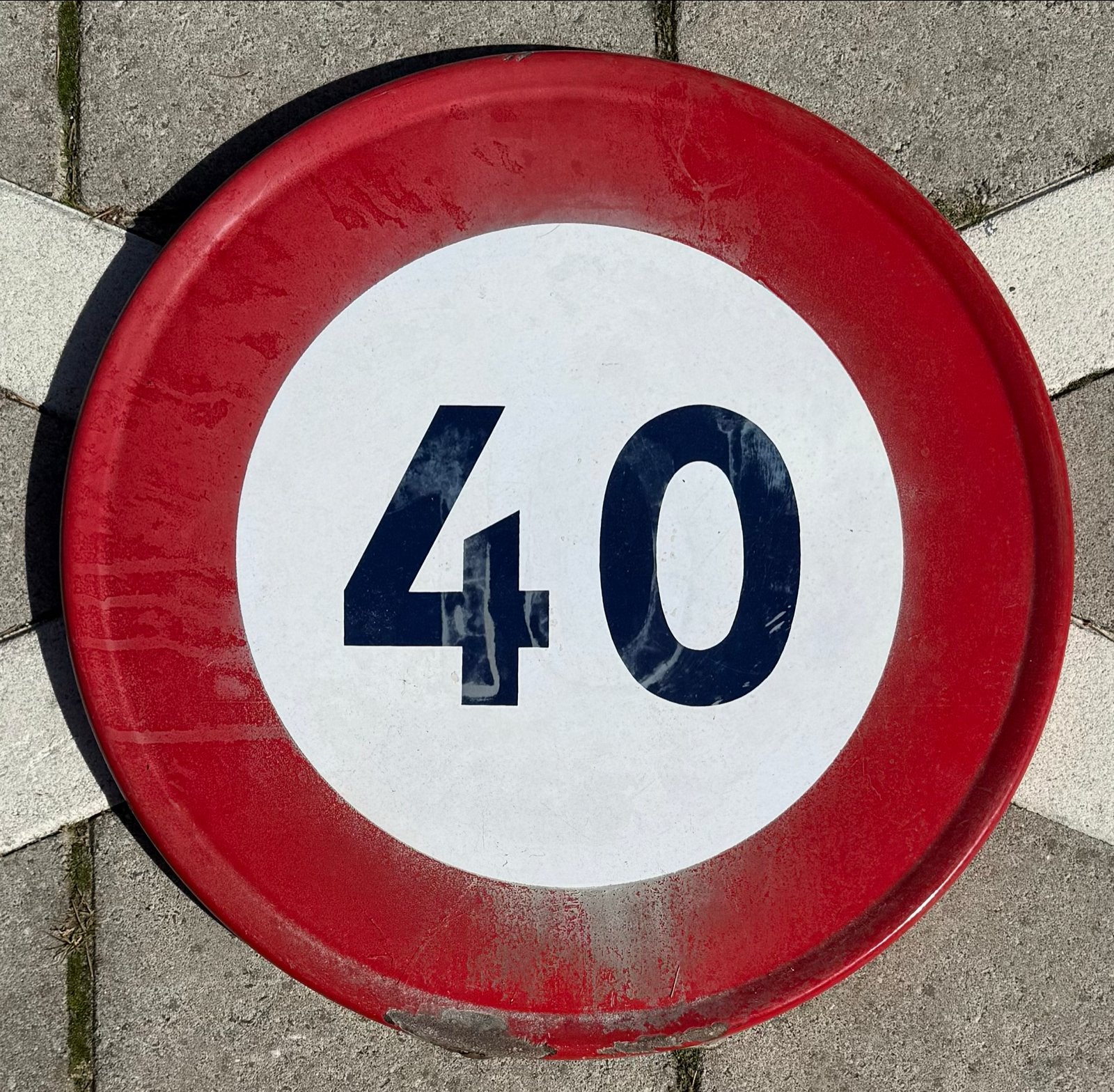 Oud Frans Verkeersbord Snelheidslimiet 40 - 50cm, Ophalen