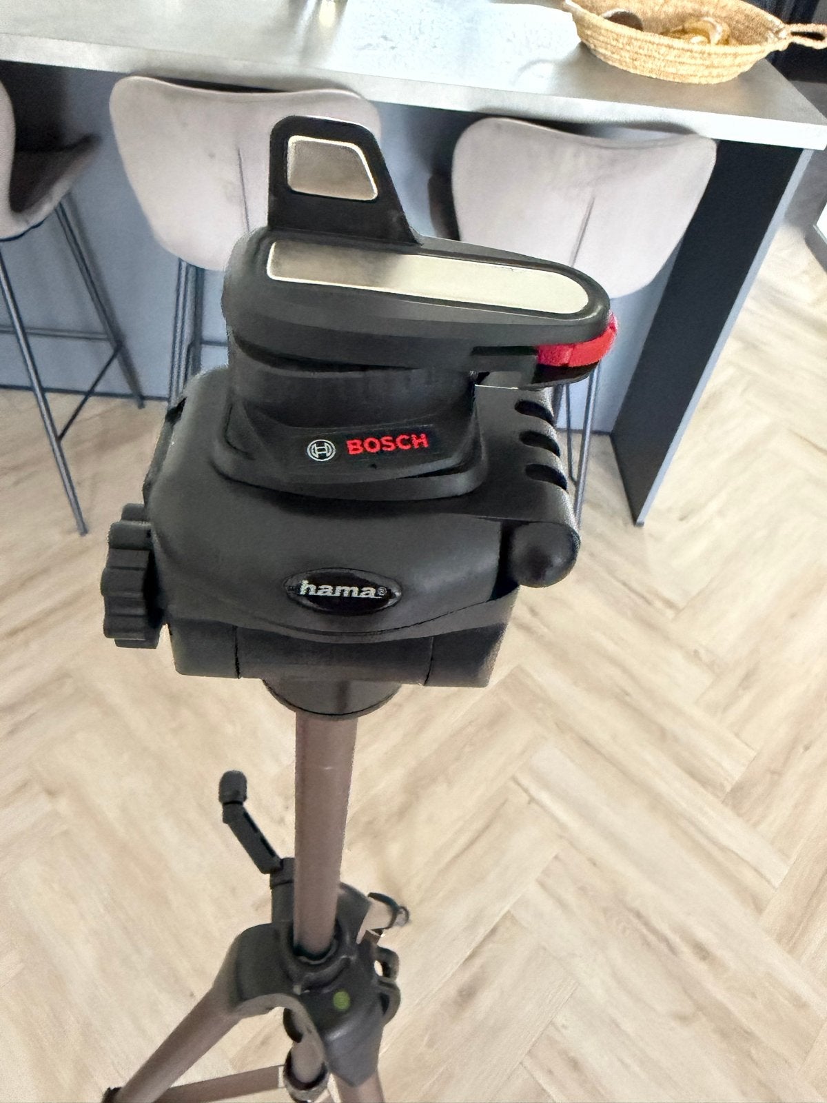 Hama Statief 1.40m met Bosch Hulpstukken voor Waterpas, Gebruikt, Met waterpas, Hama, 125 tot 150 cm