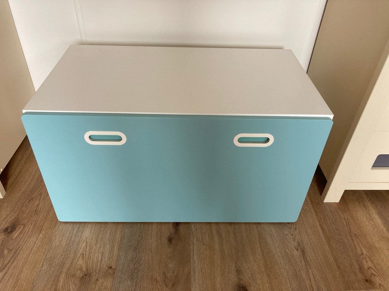 Opbergbox / Speelgoedkist met lade, wit/blauw, Ophalen, Zo goed als nieuw, Overige typen