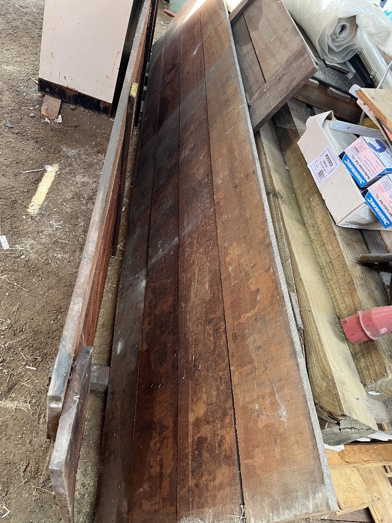 2x hardhouten beschoeiingsschot, Ophalen, Zo goed als nieuw, Hout, 150 tot 200 cm