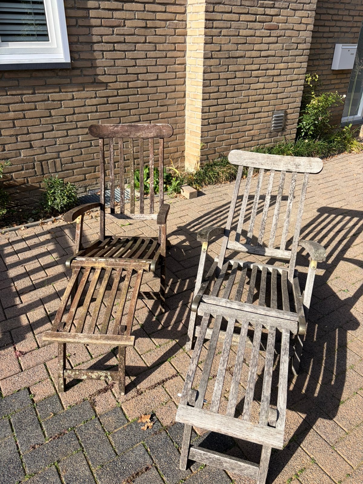2 teakhouten Deck-chairs, Ophalen, Zo goed als nieuw, Teakhout