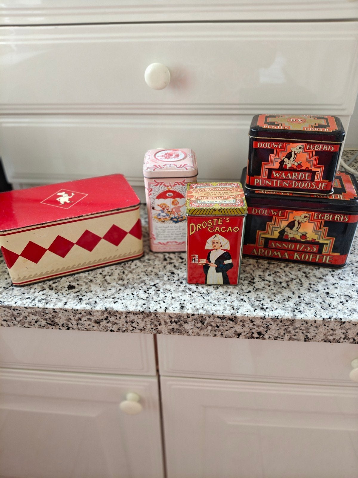 Vintage Bewaarblikken - Douwe Egberts, Droste, en meer!, Antiek en Kunst, Antiek | Woonaccessoires, Ophalen