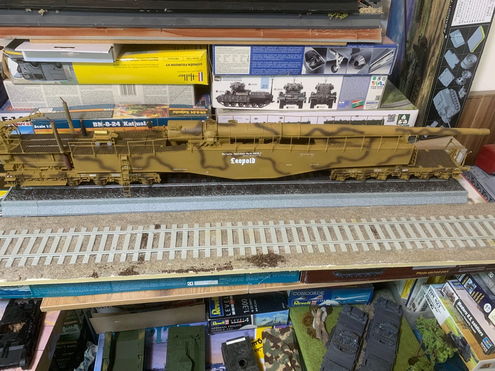 Leopold rail kanon schaal 1:35 mooie gebouwd, Overige merken, Gebruikt, Tank, 1:32 tot 1:50