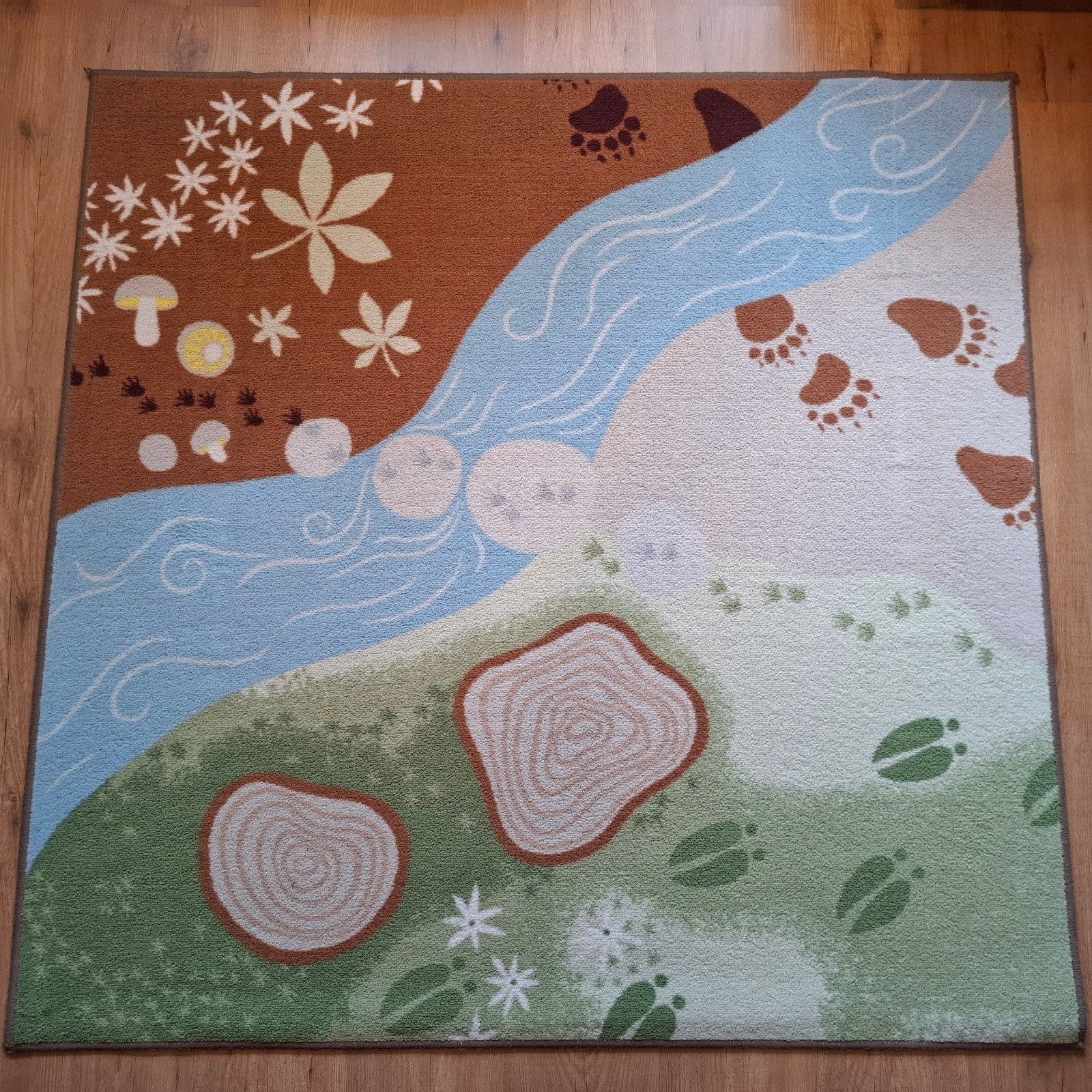IKEA VANDRING SPÅR Vloerkleed 133x133 cm, Ophalen, Blauw, Vierkant, Zo goed als nieuw