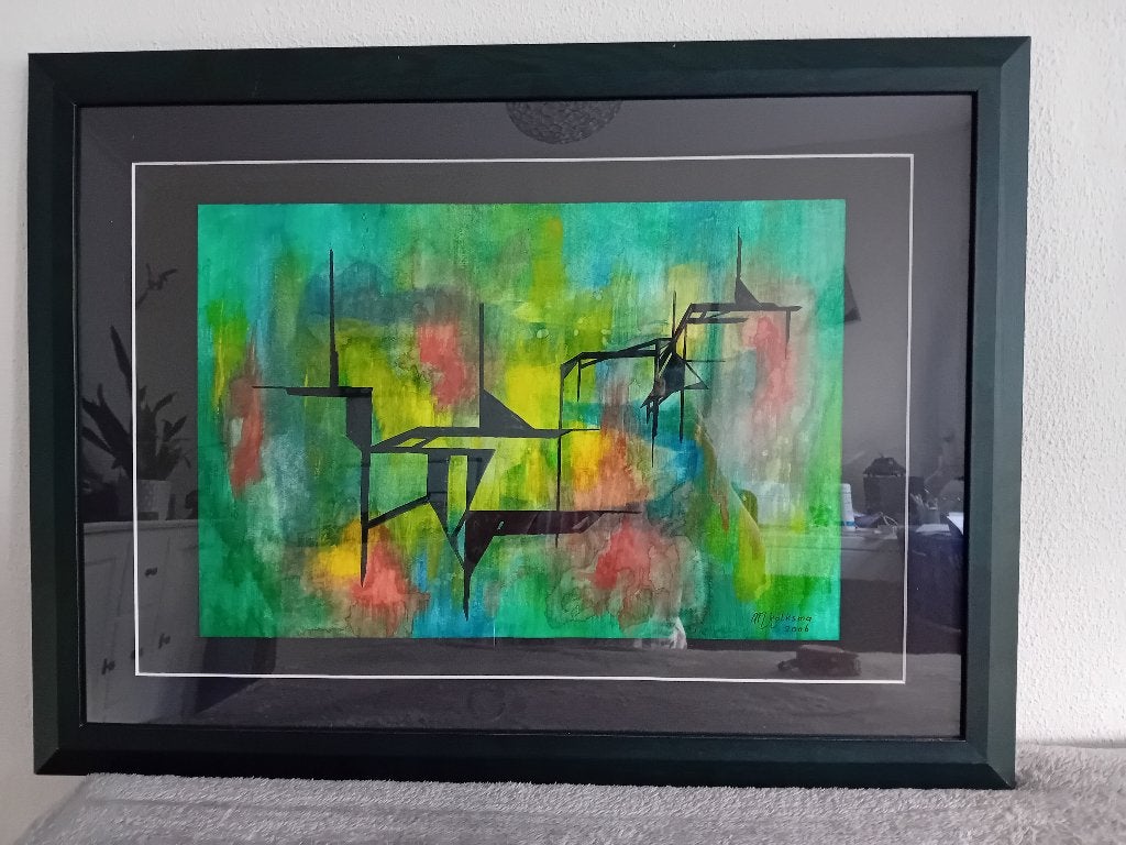 Schilderij op zijde, mooi ingelijst, Overige stijlen, Achter glas, Ophalen of Verzenden, Overige onderwerpen