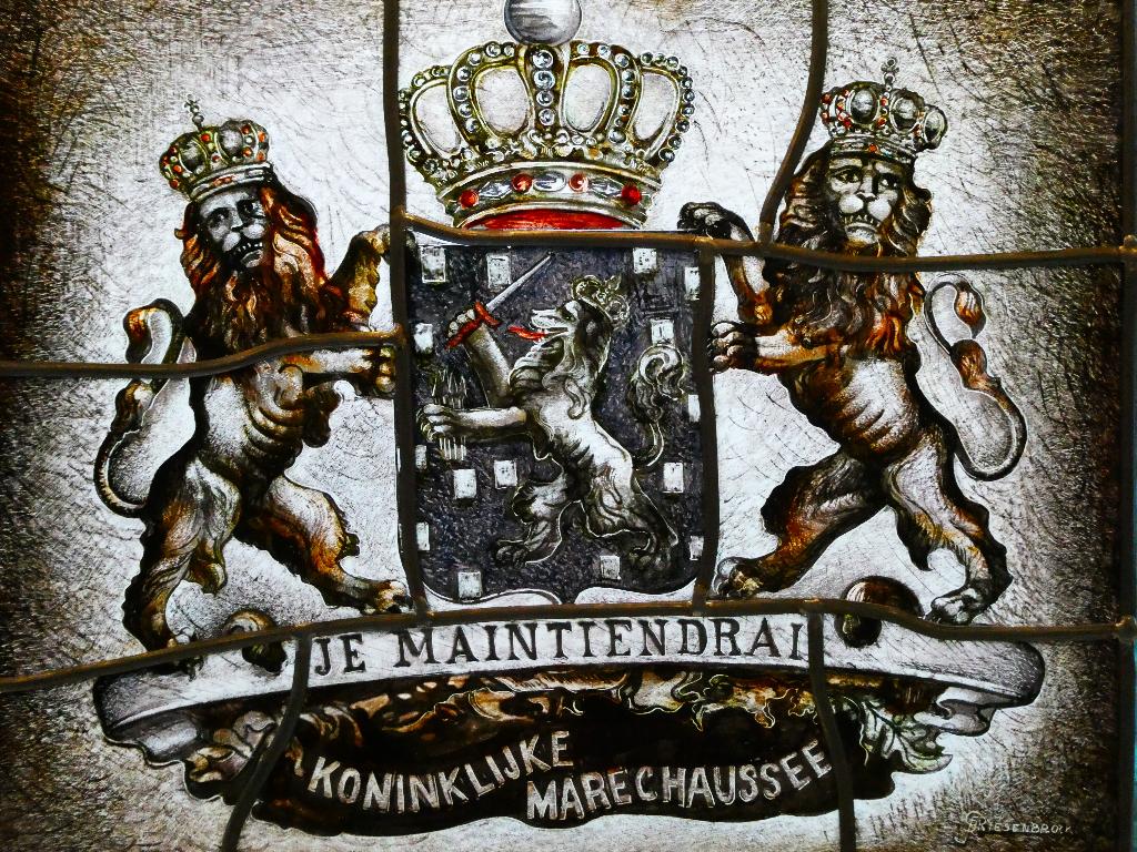 Glas in lood Je Maintiendrai Frans Griesenbrock Marechaussee, Ophalen of Verzenden