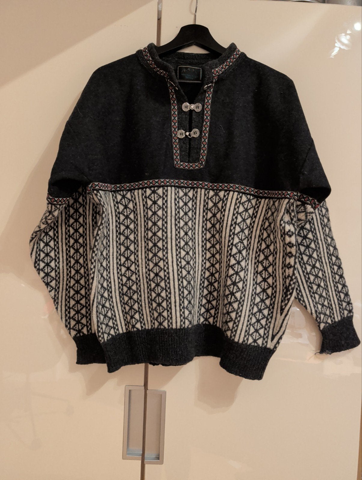 Mooie wollen Noorse trui - Maat L, Kleding | Heren, Maat 52/54 (L), Ophalen of Verzenden, Grijs, Gedragen