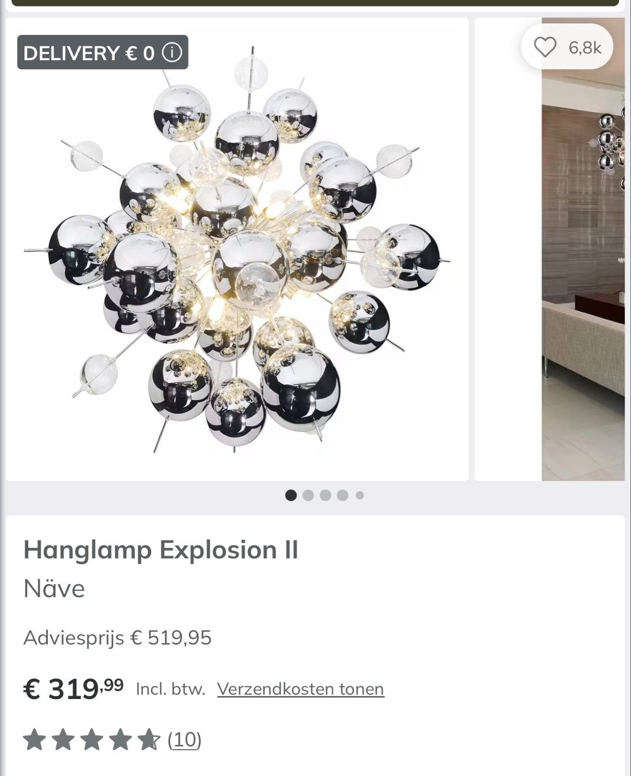 Hanglamp Explosion II van Näve - Zo goed als nieuw, Ophalen, Zo goed als nieuw, Glas, Overige fittingen