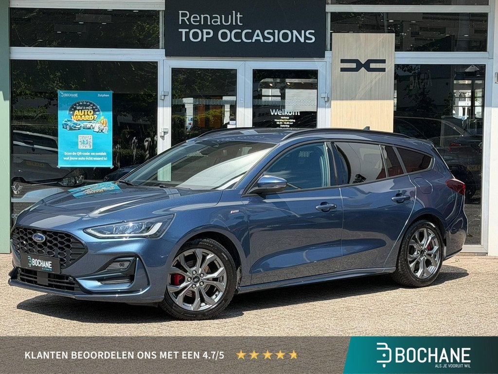 Ford Focus Wagon 1.0 EcoBoost Hybrid ST Line X | Panoramadak, Auto's, Stof, Gebruikt, Met garantie (alle), Blauw