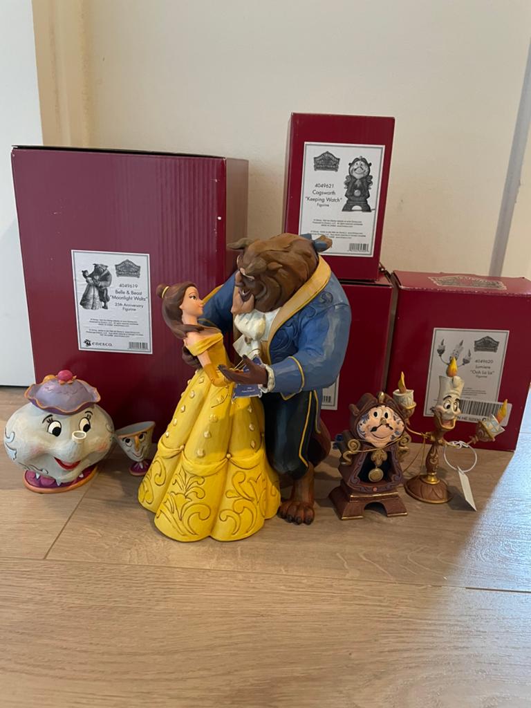 Disney traditions Jim Shore belle en het beest set, Ophalen of Verzenden, Assepoester of Belle, Zo goed als nieuw, Beeldje of Figuurtje