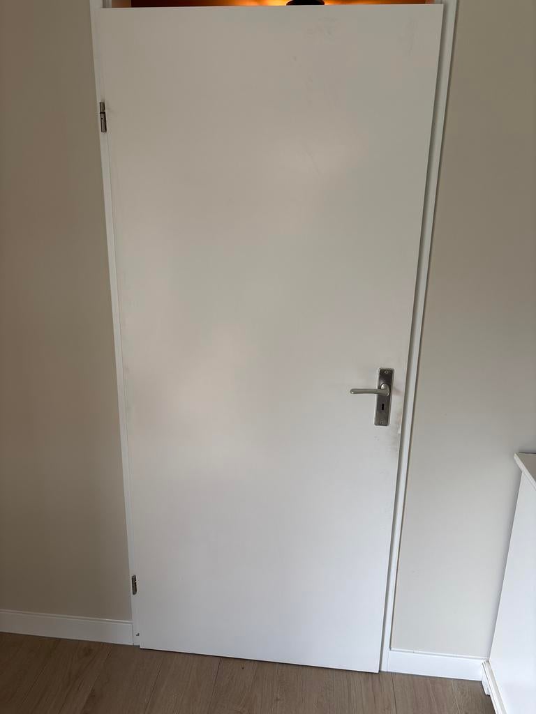 Opdekdeur wit, Doe-het-zelf en Verbouw, Deuren en Horren, Ophalen, Gebruikt, 80 tot 100 cm, Binnendeur
